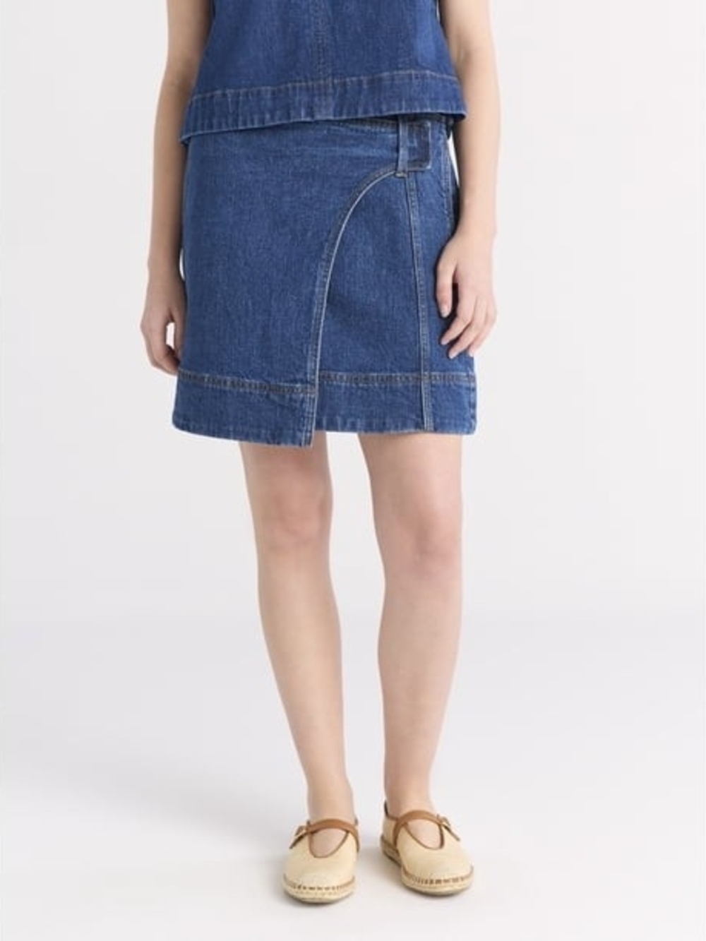 Free Assembly Women's Asymmetrical Mini Skirt In Medium Blue, Size 8